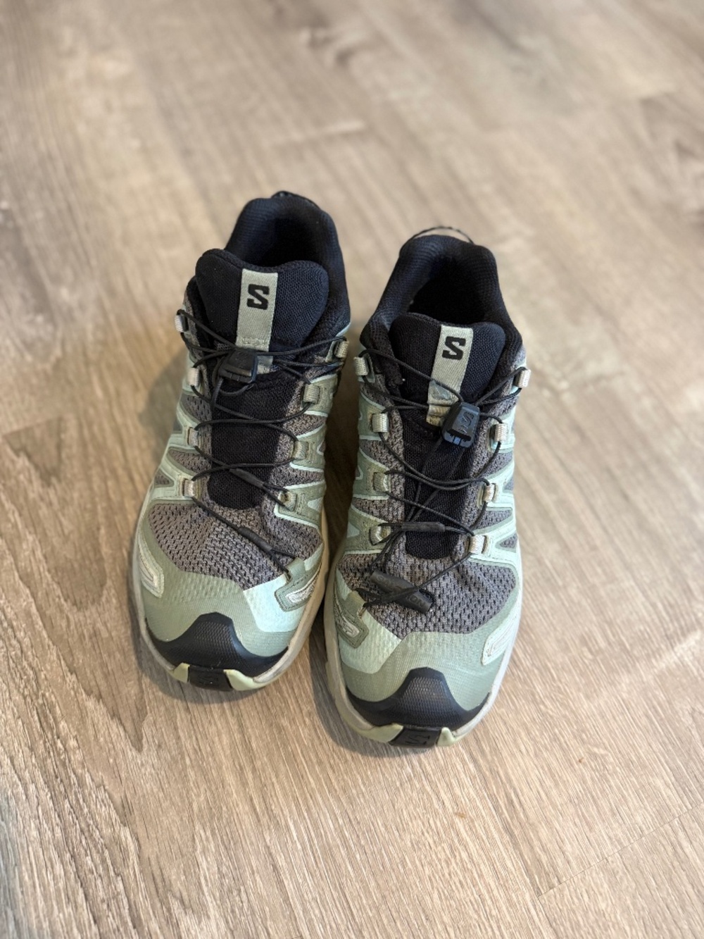 Salomon Trail Running Sneakers Sage Green Gray Black Quicklace